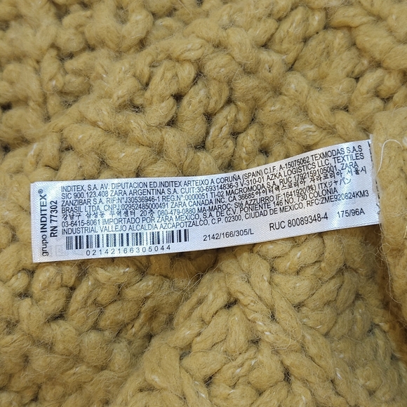 Chunky Knitted Cropped Mustard Wool Blend Sweater By Zara - Picture 10 of 12